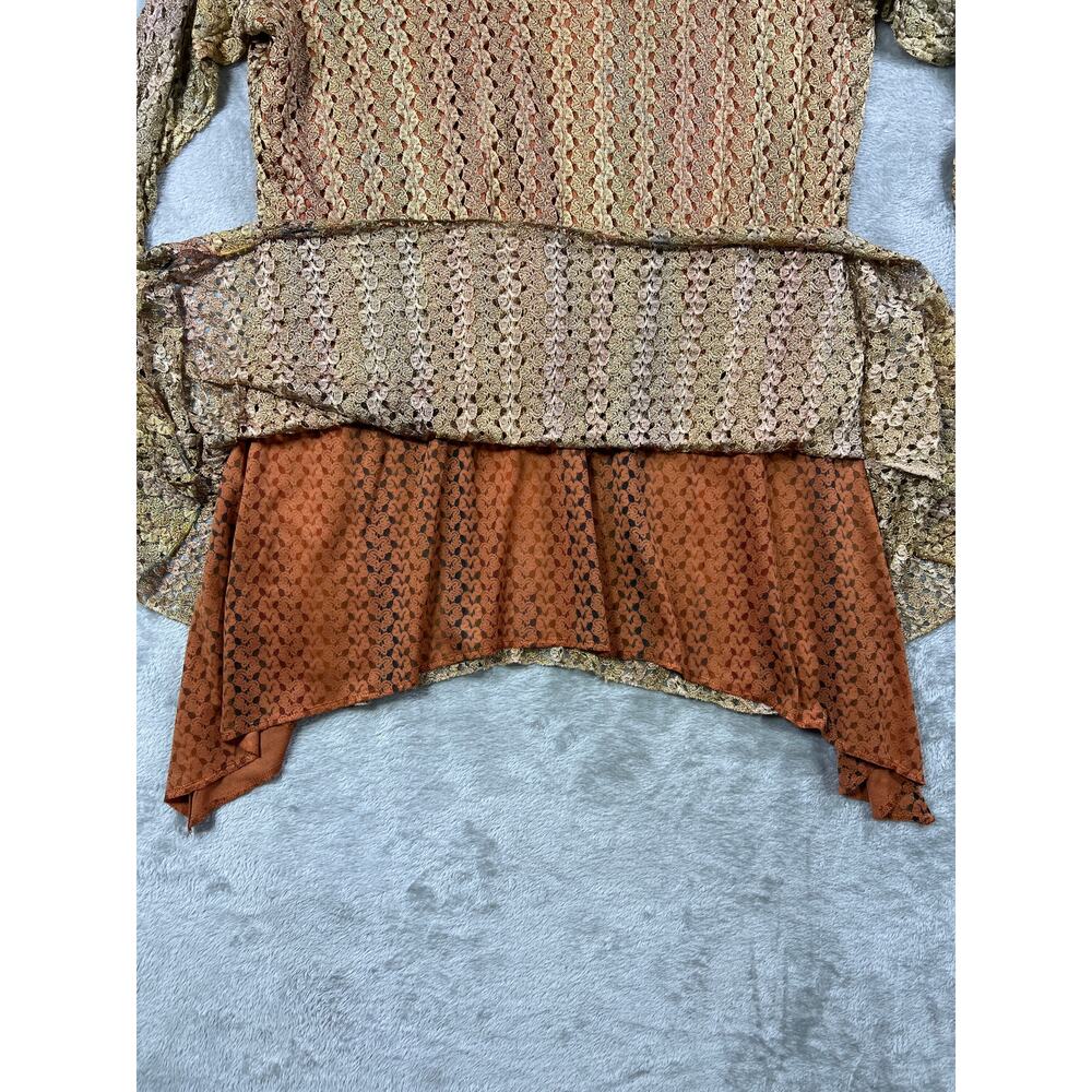 Indigo Soul Gypsy Crochet Tunic Top XL Boho Lagenlook Layered Sharkbite Hem - Picture 6 of 9